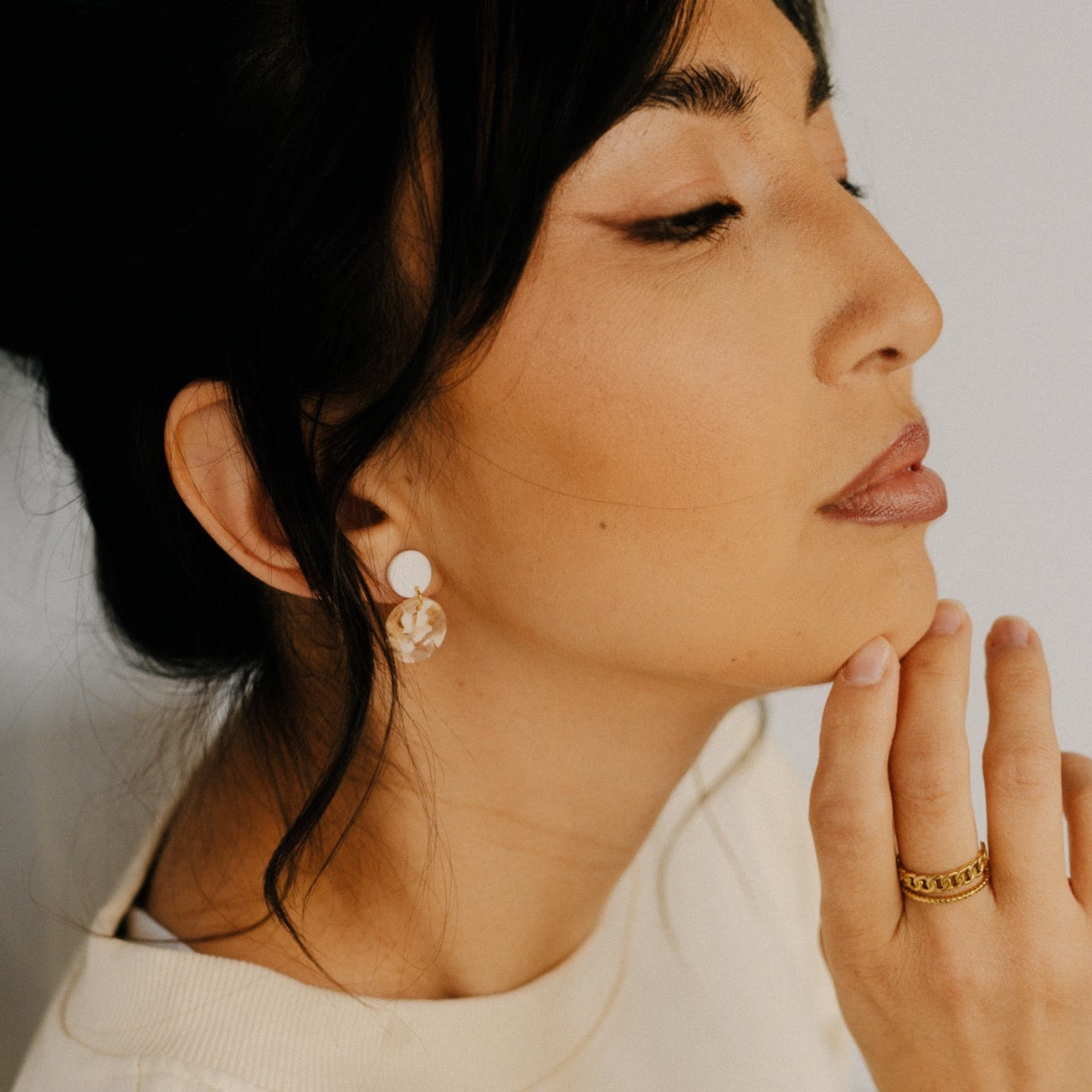 white shine Ohrringe